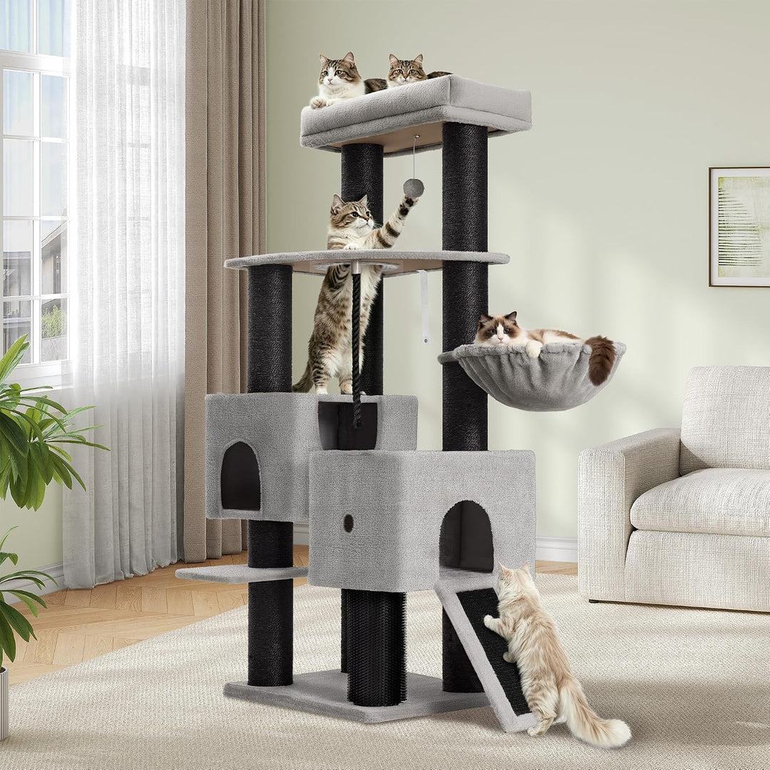 Kratzbaum für Grosse Katzen Stabil, 160 cm Katzenbaum für Maine Coons, 11 cm Dicker Sisalpfosten, 2