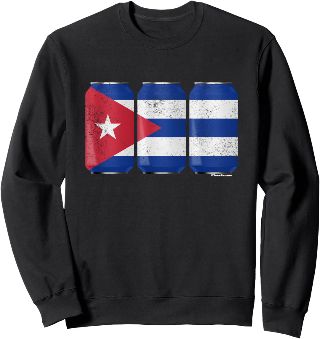 Cool Graphic Beer Cans Cuba Flag Sweatshirt