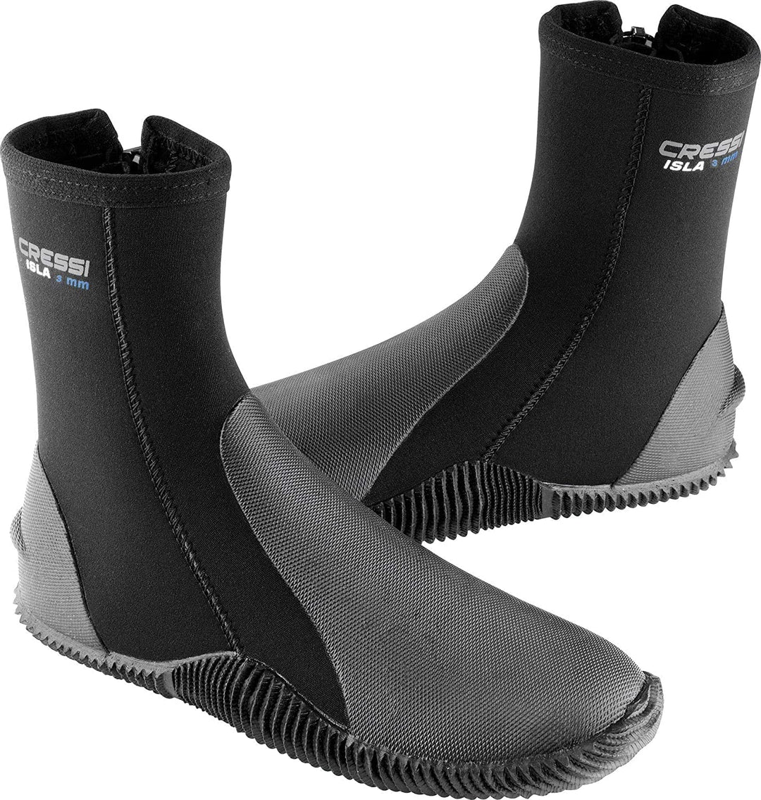 Cressi Men's Isla Boots Tauchschuhe aus Neopren mit Gummisohle Small 3mm Shwarz Logo Blau, Small 3mm