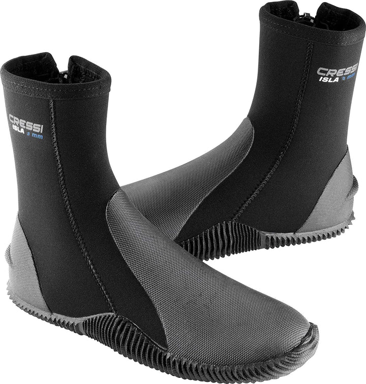 Cressi Men's Isla Boots Tauchschuhe aus Neopren mit Gummisohle Small 3mm Shwarz Logo Blau, Small 3mm