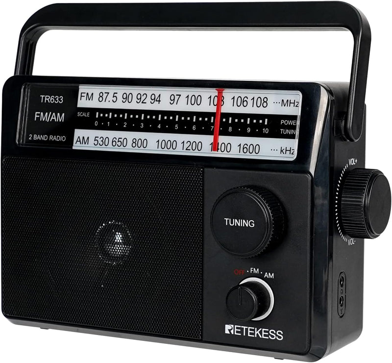 Retekess TR633 Tragbares Radio, AM FM -Radio -Netze und Batterie, Transistor, Kopfhörerbuchse, gross