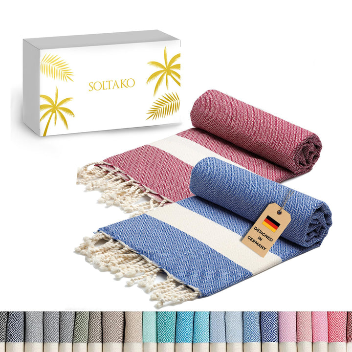 SOLTAKO Strandtuch gross 100x200 Baumwolle Saunatuch Badetuch Hamamtuch Yoga Decke Pestemal Damen He