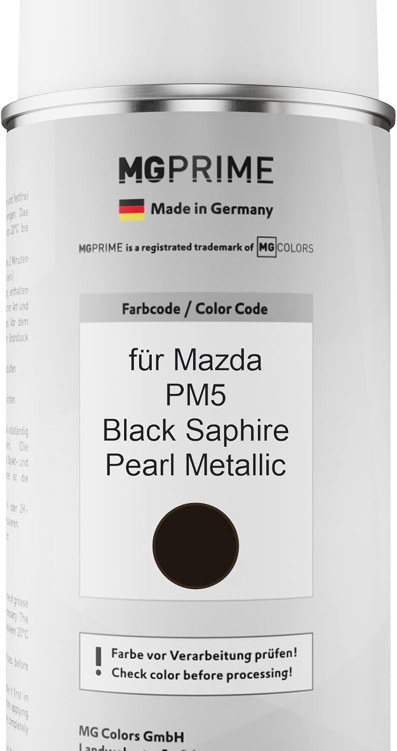 MG PRIME Autolack Sprühdosen Set für Mazda PM5 Black Saphire Pearl Metallic Basislack Klarlack Spray