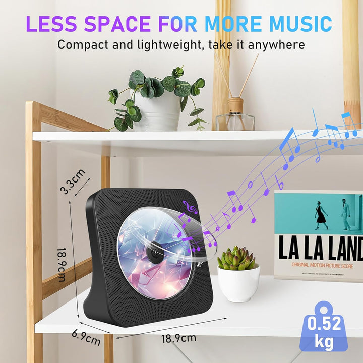 Bluetooth CD Player mit Radio, Tragbar CD Player für Zuhause, Desktop CD Player mit integriertem Dua