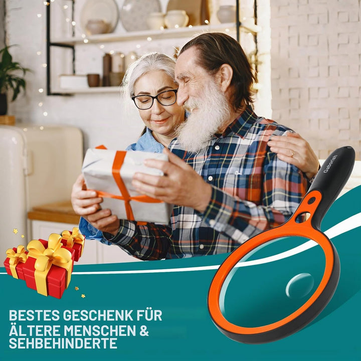 Grosse Lupe mit 36 LED-Licht, 10-Fach 20-Fach 45-Fach Beleuchtete Handlupe mit 1 UV-Licht für Leselu