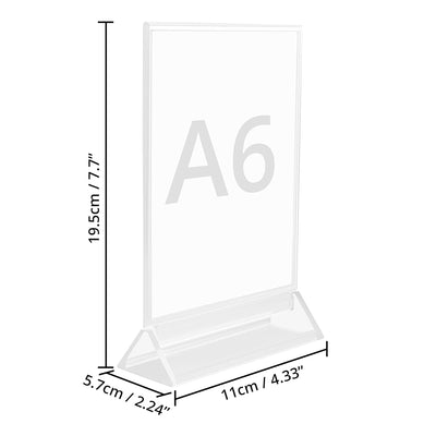 Kurtzy Tischaufsteller A6 (6er Pack) - L11 x H19,5cm - Klarer Kunststoff - Doppelseitige Vertikale P