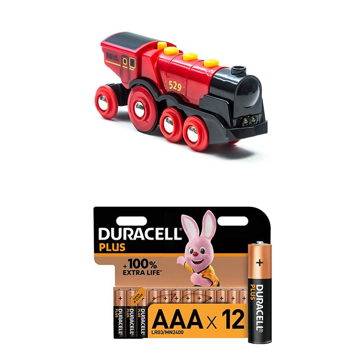 BRIO World 33592 Rote Lola elektrische Lok – Batterie-Lokomotive mit Licht & Sound – Kleinkinderspie