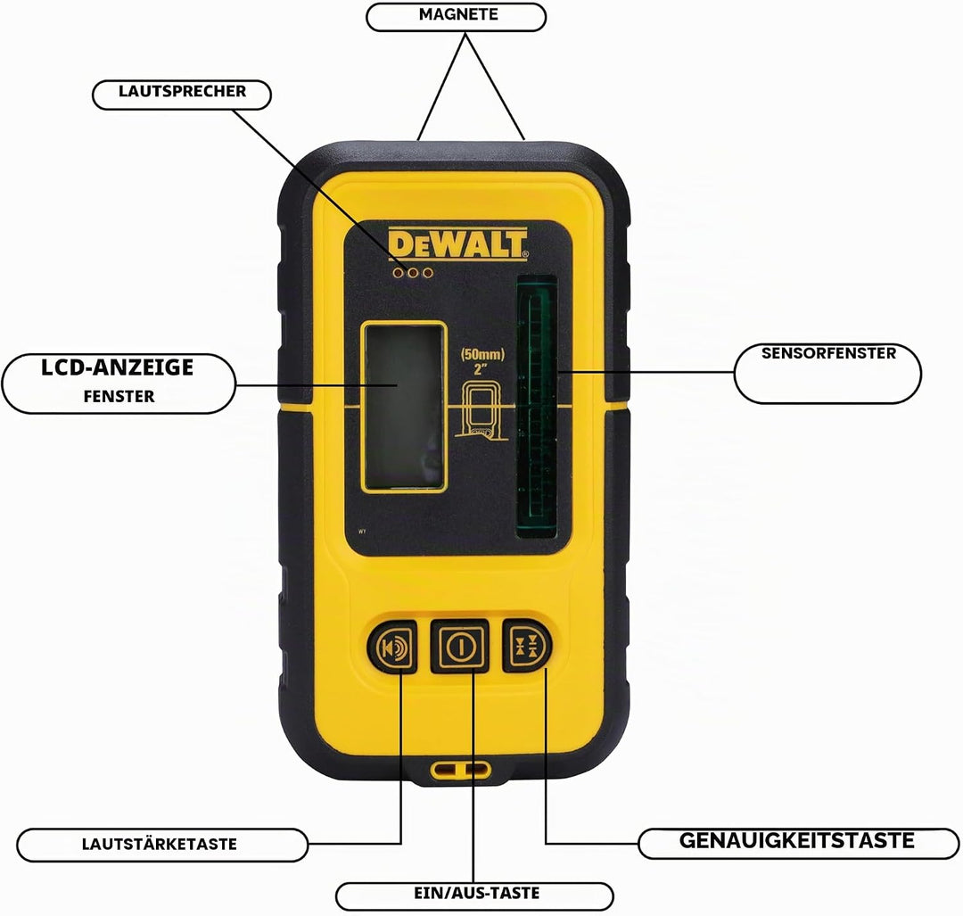 Dewalt Empfänger für Linienlaser DE0892G (für Laser mit grüner Diode, bis 50m Reichweite, sehr einfa