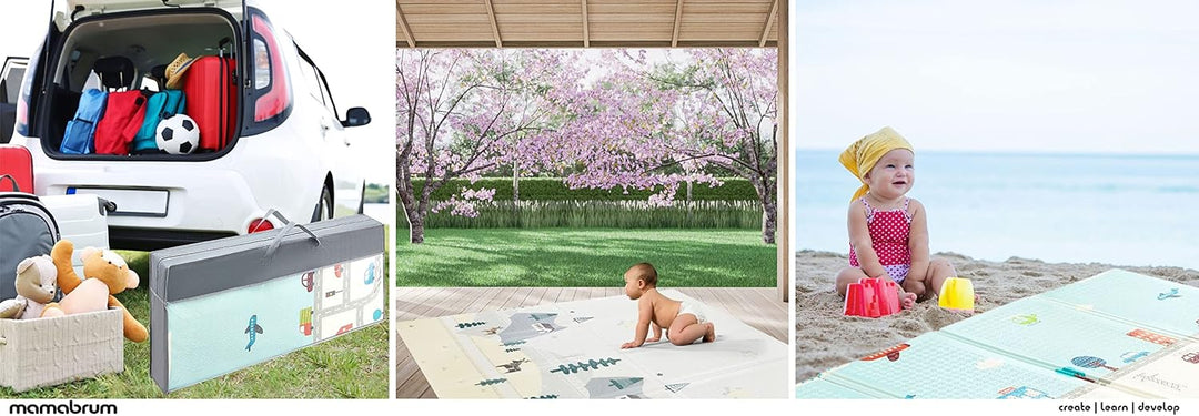 Mamabrum Baby Spiel Matte Spielmatte, 200 x 180 x 1.0 cm, Faltbare Schaumstoffmatte Krabbelmatte Was