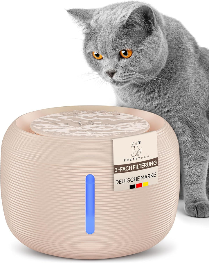 Pretty Paw© Katzenbrunnen [NEUEINFÜHRUNG] Super leiser, BPA-freier 2.5L Trinkbrunnen für Katze mit L