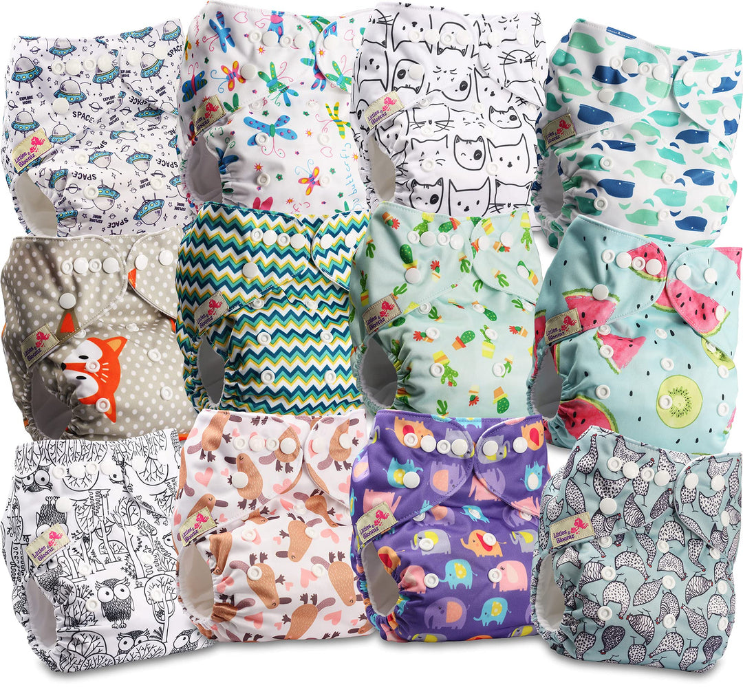 Littles and Bloomz FLP2-1203 Windel, wiederverwendbar, Standard-Popper, 12 Windeln 1203 12 Stück (1e
