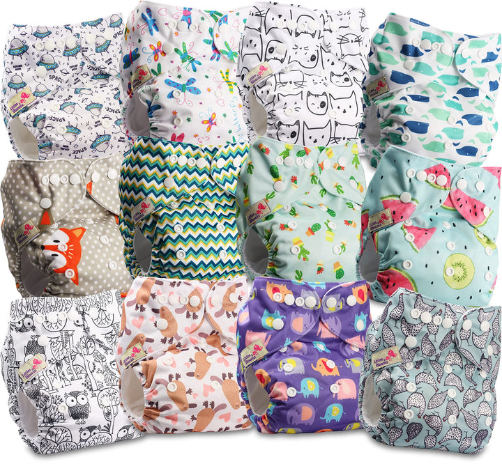 Littles and Bloomz FLP2-1203 Windel, wiederverwendbar, Standard-Popper, 12 Windeln 1203 12 Stück (1e