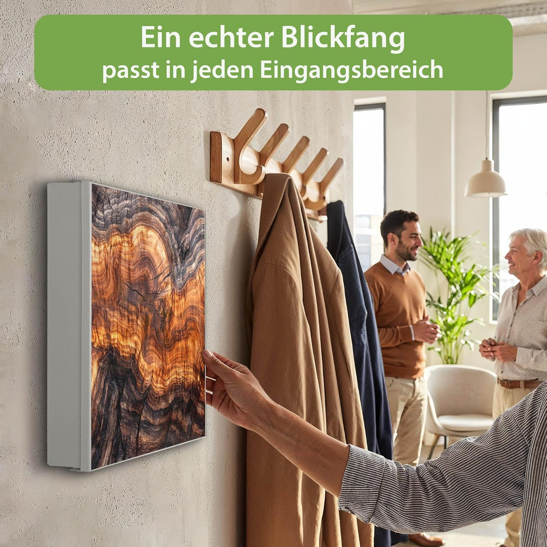banjado Grosser Schlüsselkasten Glas - Schlüsselbox 30x30cm mit 50 Haken - Schlüsselkasten modern fü