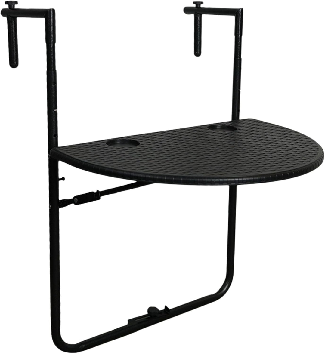 CHEFGASTRO Balkonhängetisch klappbar wetterfest 3-Fach höhenverstellbar 60x40cm Metall Rattan Optik
