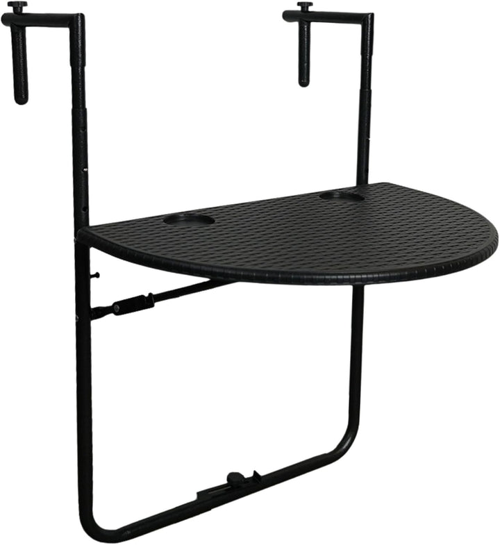 CHEFGASTRO Balkonhängetisch klappbar wetterfest 3-Fach höhenverstellbar 60x40cm Metall Rattan Optik