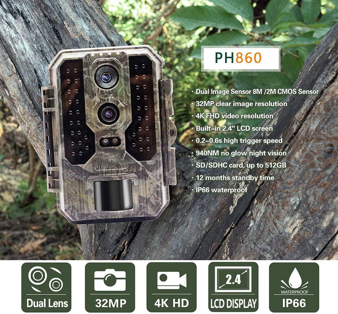 VisorTech Infrarot Wildkamera: 4K-Wildkamera mit Dual-Linse, IR-Nachtsicht, inkl. Akku-Solarpanel (m