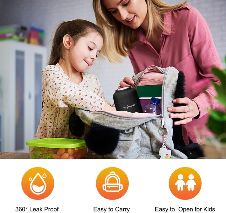 Thermobehälter für Essen, 600ml Edelstahl Thermobecher Essen mit Löffel, 100% auslaufsicher, Warmhal