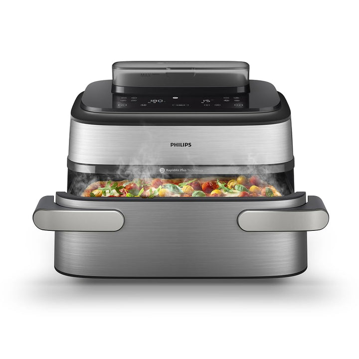 Philips Steam Airfryer 5000 Series Megabasket - Heissluftfritteuse mit Dampf-Funktion - Steam, Airfr