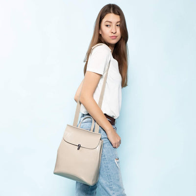 Realer Echtes Leder Rucksäcke Geldbörsen für Frauen Schultertasche Beige, Beige