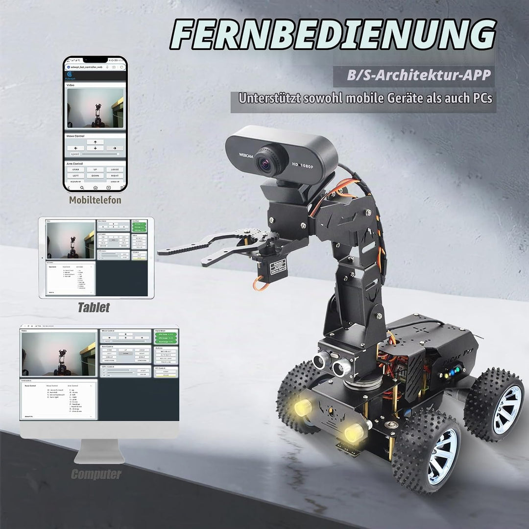 Adeept PiCar-Pro Raspberry Pi Smart Roboter Auto Kit Programmierung eines 2-in-1-4WD-Auto-Roboters m