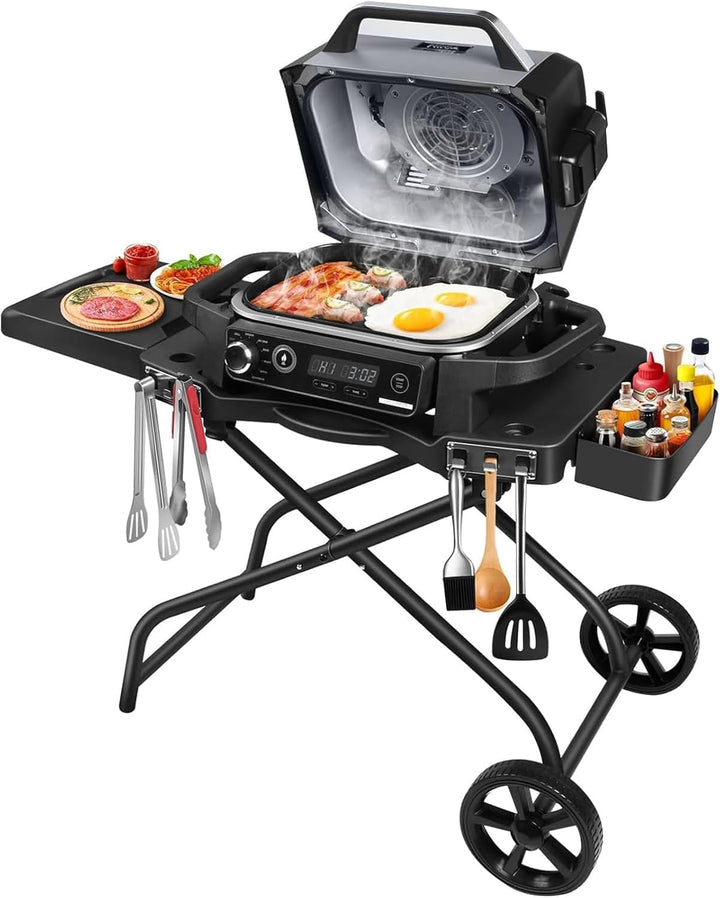 GFTIME Grillständer für Ninja Woodfire Grill, Grillwagen, zusammenklappbarer Outdoor-Grillständer fü