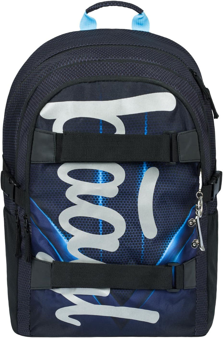 Baagl Schulrucksack Set Jungen 5 Teilig, Skateboard Rucksack, Schultasche ab 3. Klasse, Grundschule