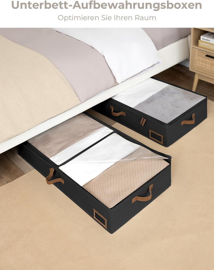 StorageWorks Unterbett Aufbewahrungsbox, grosse Unterbett Aufbewahrung mit Reissverschlüssen, Premiu