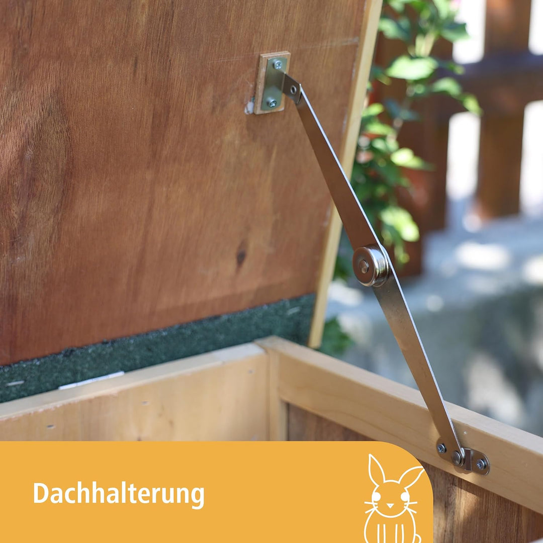 Kerbl Nagerhaus Fred (Stall für Hasen/Kanninchen, mit Ruheraum, aufklappbares Bitumendach mit Dachfi