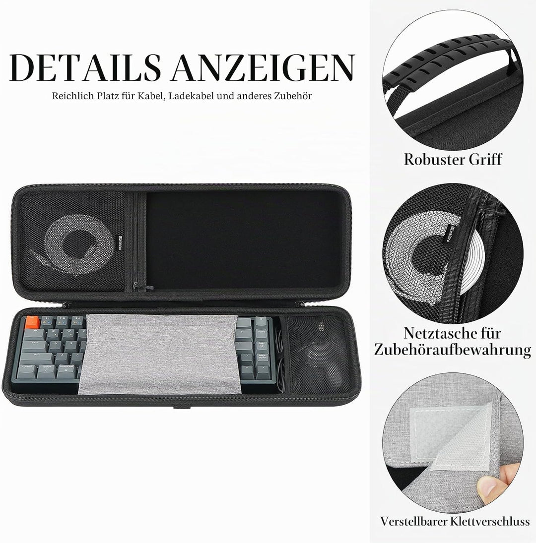 Linkidea Hartschalen-Reise-Tastatur-Hülle für kompakte 60 % Tastatur und Maus, 61 Tasten, schützende