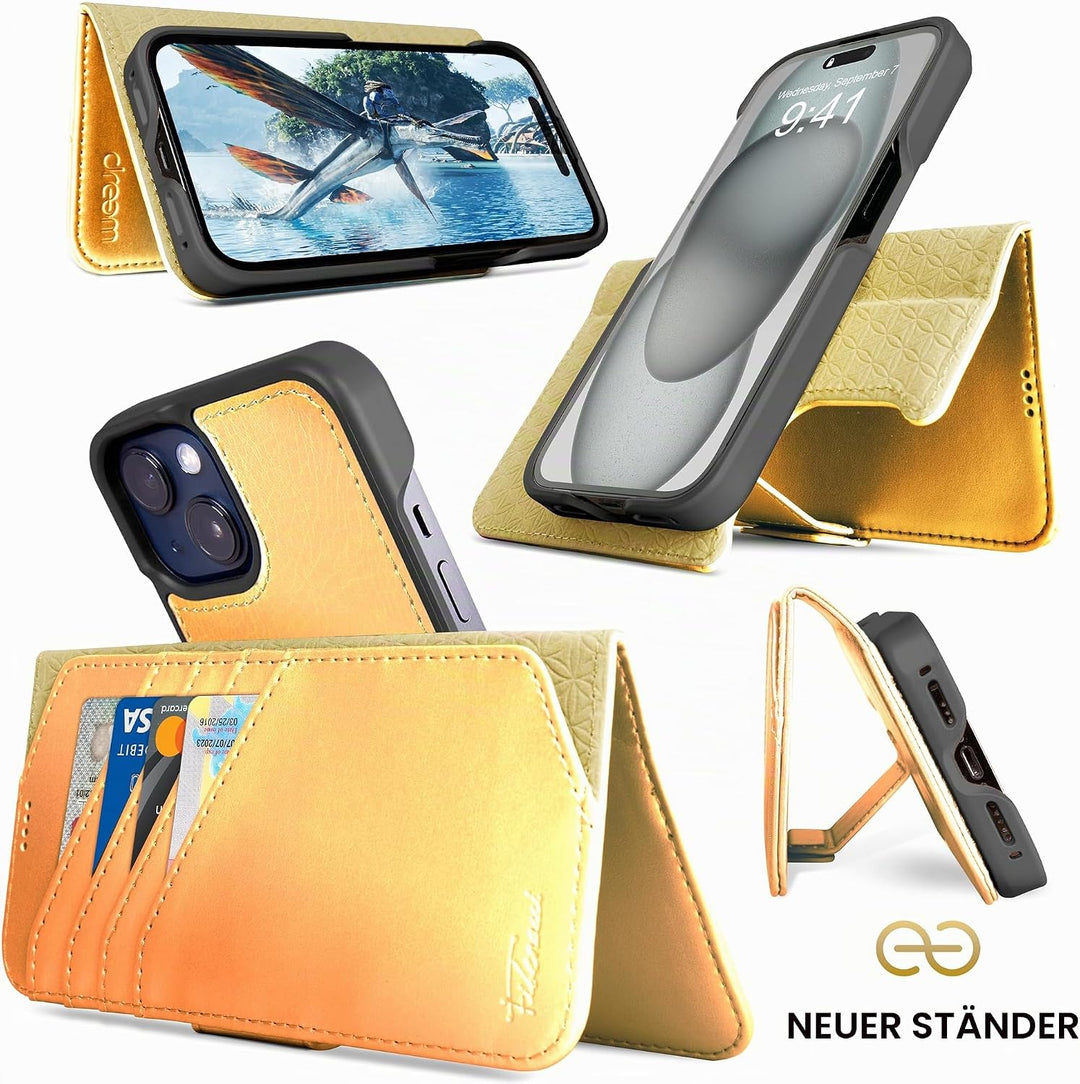 Dreem Fibonacci kompatibel mit iPhone 15 Brieftaschen-Etui / 2-in-1 stossfestes Etui und abnehmbares