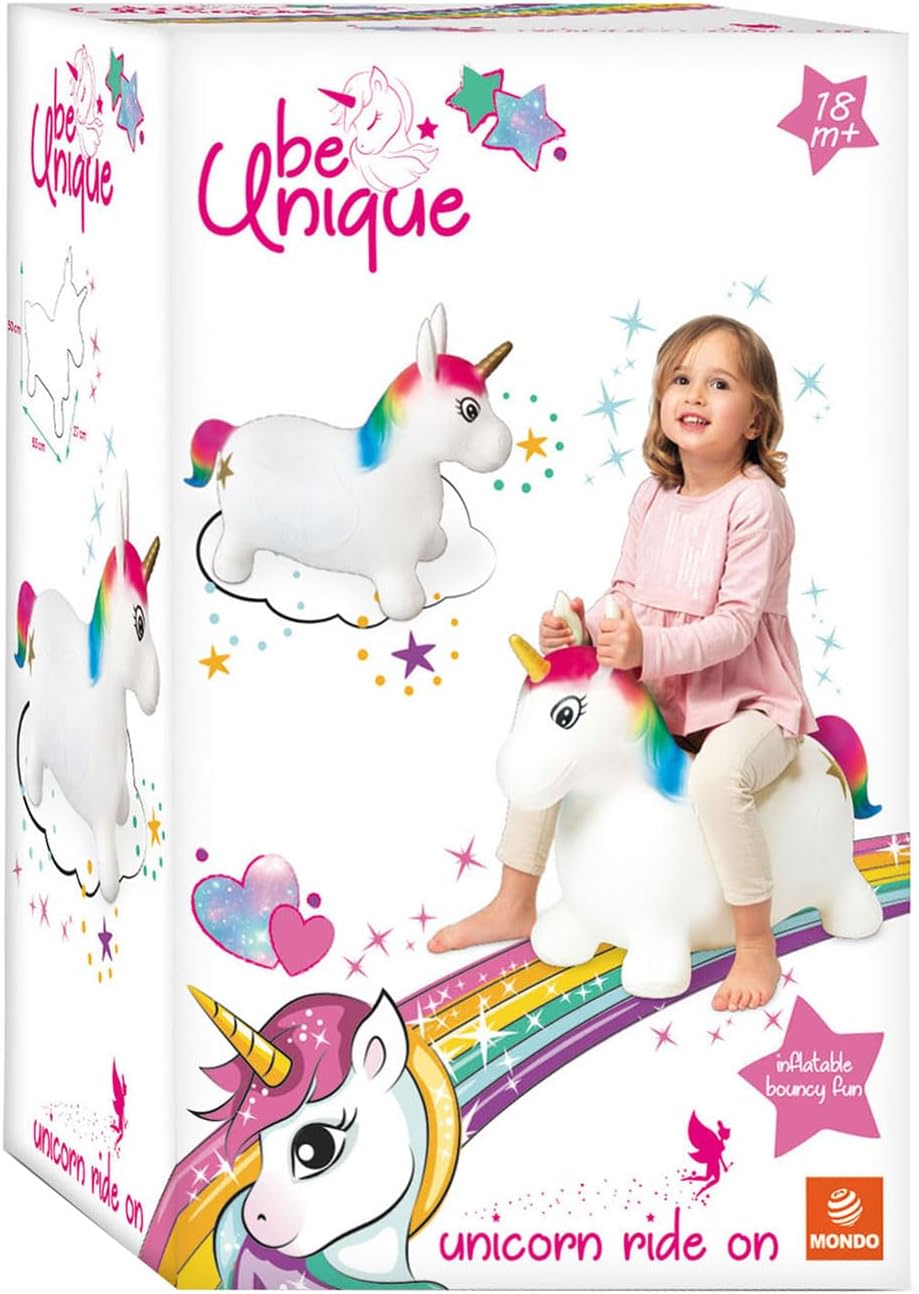 Mondo Toys - Unicorn Ride-On aufblasbares reitendes Tier für Kinder - Hüpftier - Hohe Qualität - 091