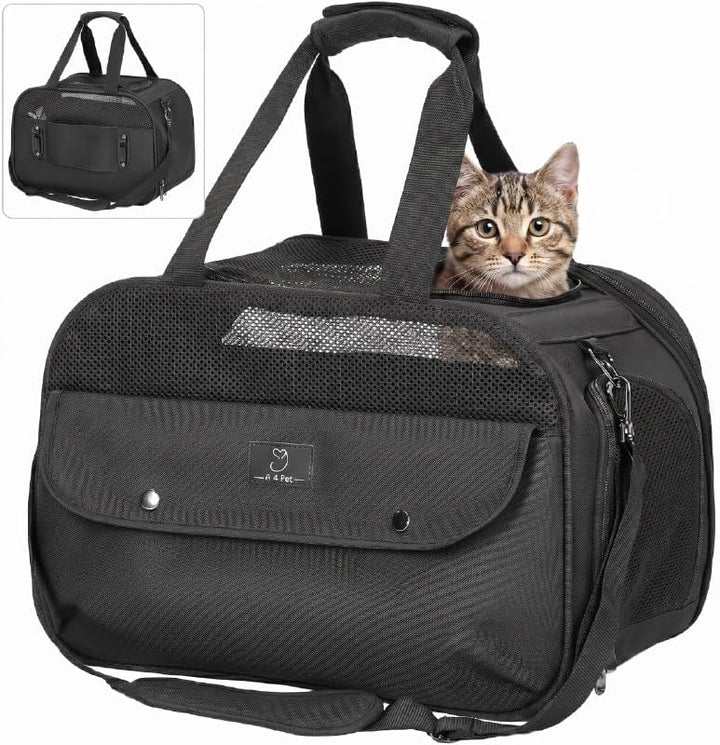 A 4 PET Transportbox Katze, Hundetasche Flugzeug für Kabine/Auto, Leicht Hunde Flugtasche mit Sicher