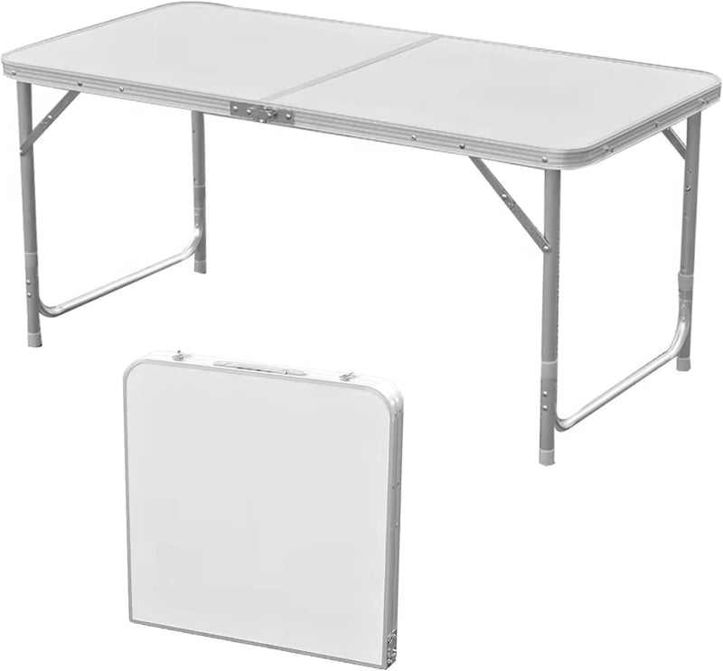 Lemodo Campingtisch weiss klappbar | Klapptisch 3-Fach höhenverstellbar | Falttisch 120 x 60 cm | Le