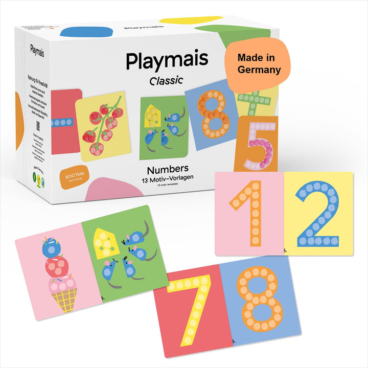 Playmais Classic Numbers | 800 Playmais Teile | Bastelset | natürliches Spielzeug | inkl. Schwämmche