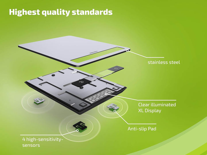Soehnle Page Profi 200, digitale Küchenwaage silber aus Edelstahl, Gewicht bis zu 15 kg (1-g-genau),