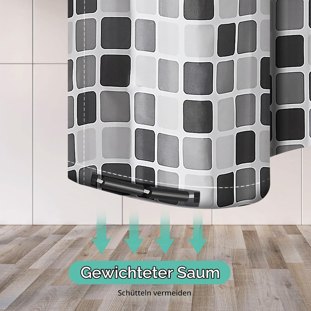 GERUIKE Extra Breit Duschvorhang 240x200 mit Gewicht Unten, Wasserdicht &amp; Anti-Schimmel Polyester-St