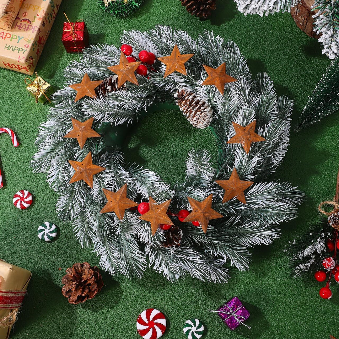Amosfun 30 StüCk Metallsterne Zum Basteln Rostige FüNfzackige Sterne 1.77 Zoll HäNgend Weihnachtsdek