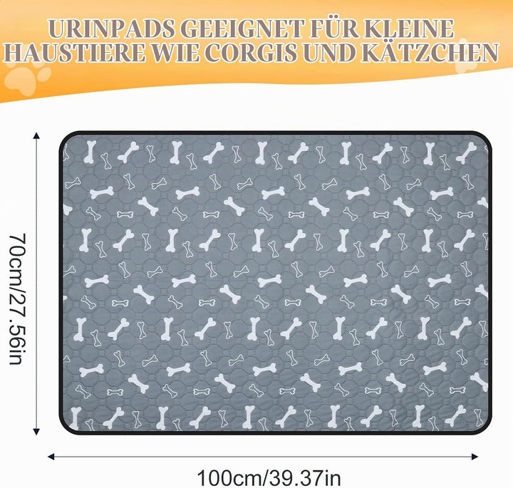 2 Stück Waschbar Haustier-Urinunterlage , 70 x 100 cm Hohe Saugfähigkeit Auslaufsicher Wiederverwend