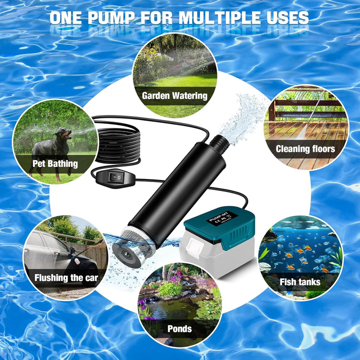 Tragbare Wasserpumpe Sumpfpumpe für Makita 18V Lithium Akku, 120W, 12V Regenfass Wassertransferpumpe