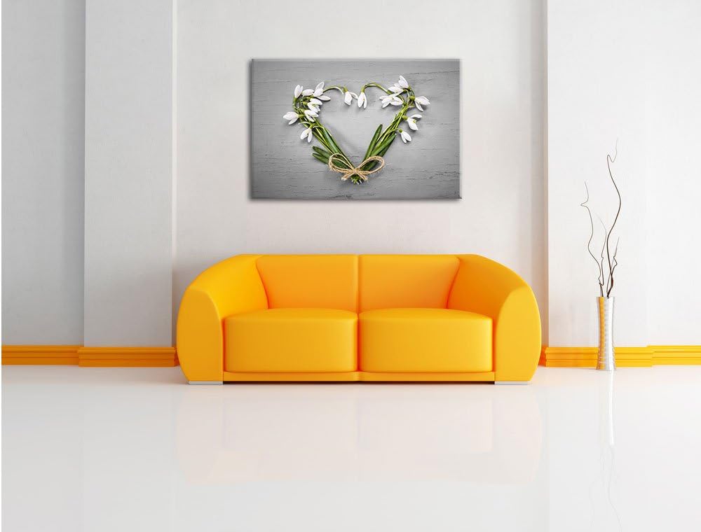 Pixxprint Herz aus Blumen als Leinwandbild/Grösse: 100x70 cm/Wandbild/Kunstdruck/fertig bespannt, 10
