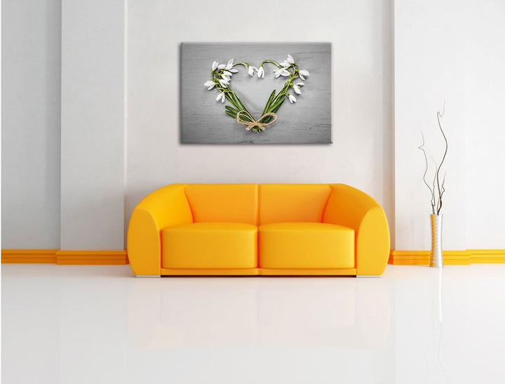 Pixxprint Herz aus Blumen als Leinwandbild/Grösse: 100x70 cm/Wandbild/Kunstdruck/fertig bespannt, 10