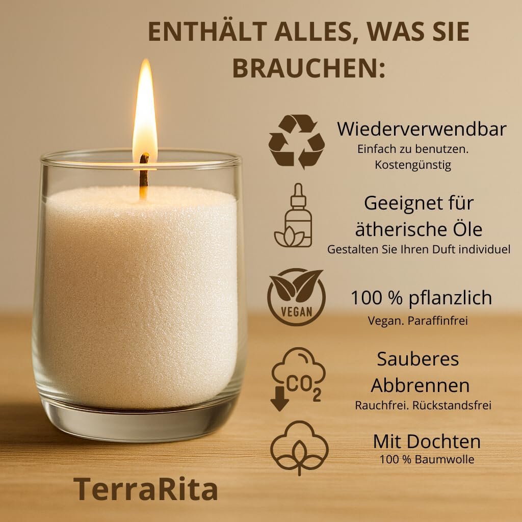 TerraRita Kerzensand mit Docht 500g. Kerzen sand perlenkerzen Pearled candle powder wax set Wachsper