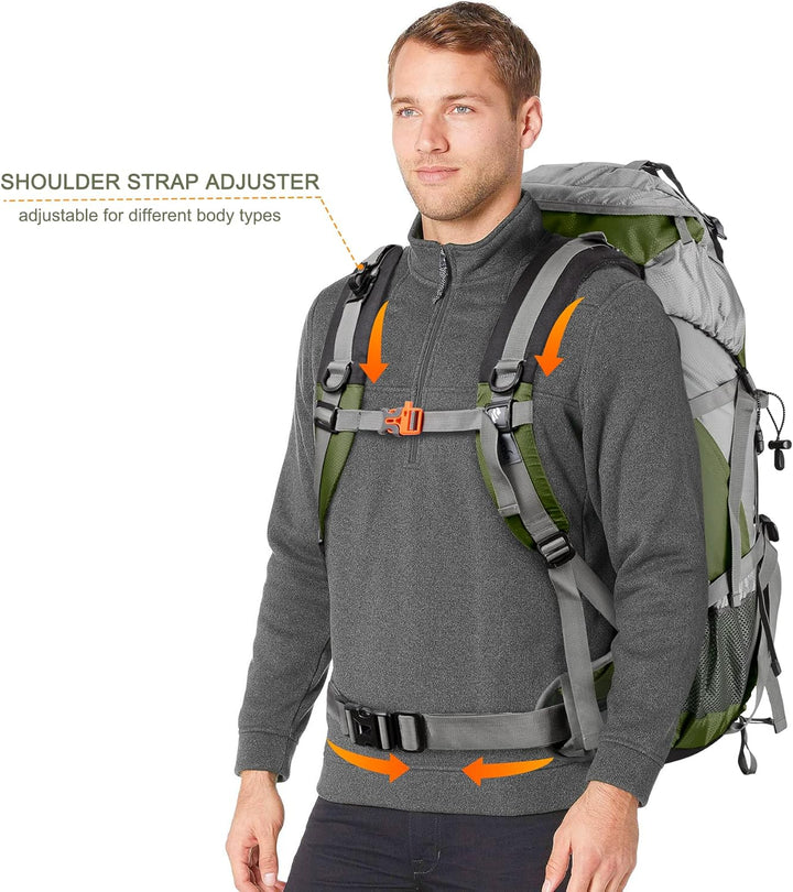 Loowoko Wanderrucksack 50L mit Regenschutz, Camping Rucksack Trekking Tasche für Outdoor, Männer & F