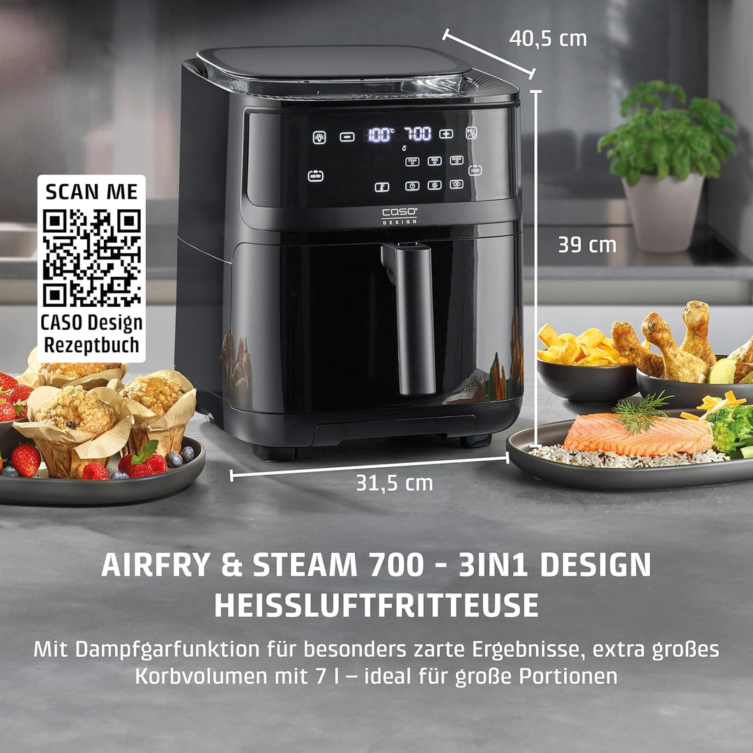 CASO AirFry & Steam 700 - Heissluftfritteuse und Dampfgarer - Testurteil: Sehr Gut, extra grosses Ko
