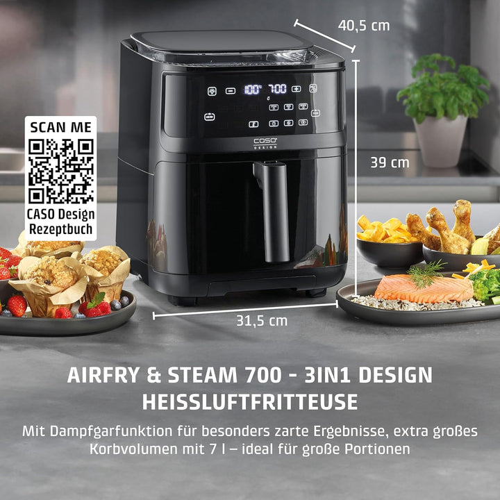 CASO AirFry & Steam 700 - Heissluftfritteuse und Dampfgarer - Testurteil: Sehr Gut, extra grosses Ko
