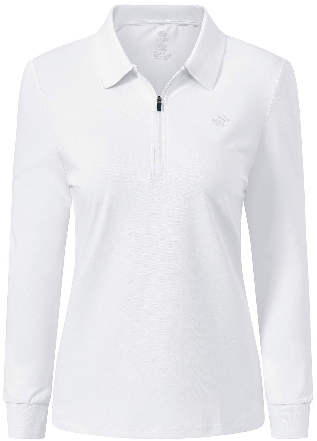 MoFiz Damen Poloshirt Langarm Baumwolle Polohemd Sport Polo Wintershirts mit Reissverschluss Kragen