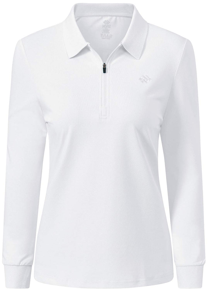 MoFiz Damen Poloshirt Langarm Baumwolle Polohemd Sport Polo Wintershirts mit Reissverschluss Kragen