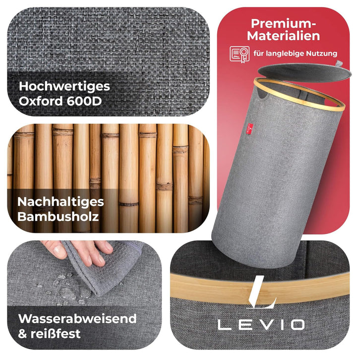 Levio® Gelber Sack Ständer mit Deckel – Müllsackhalter & Müllsackständer [80L mit Geruchsfilter] – M