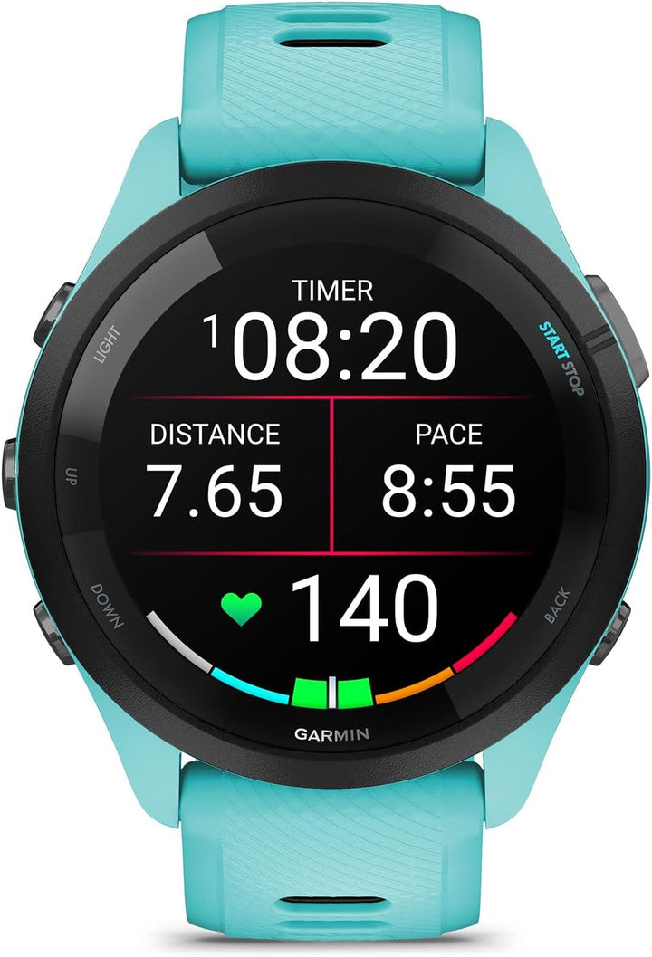 Garmin Forerunner 265 Running Smartwatch für Unisex, 46 mm Grösse, Aqua/Schwarz