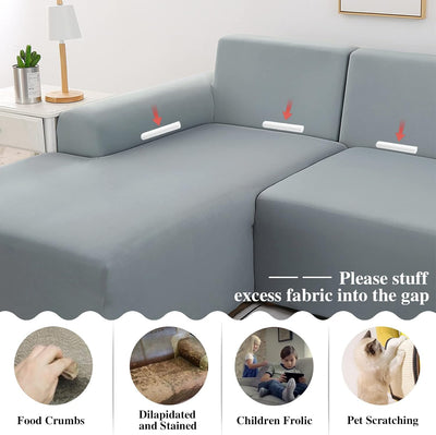 Jaotto Sofa Überwürfe Sofabezug Elastische Spandex Stretch Sofabezüge Couchbezug für L-Form Sofa Uni
